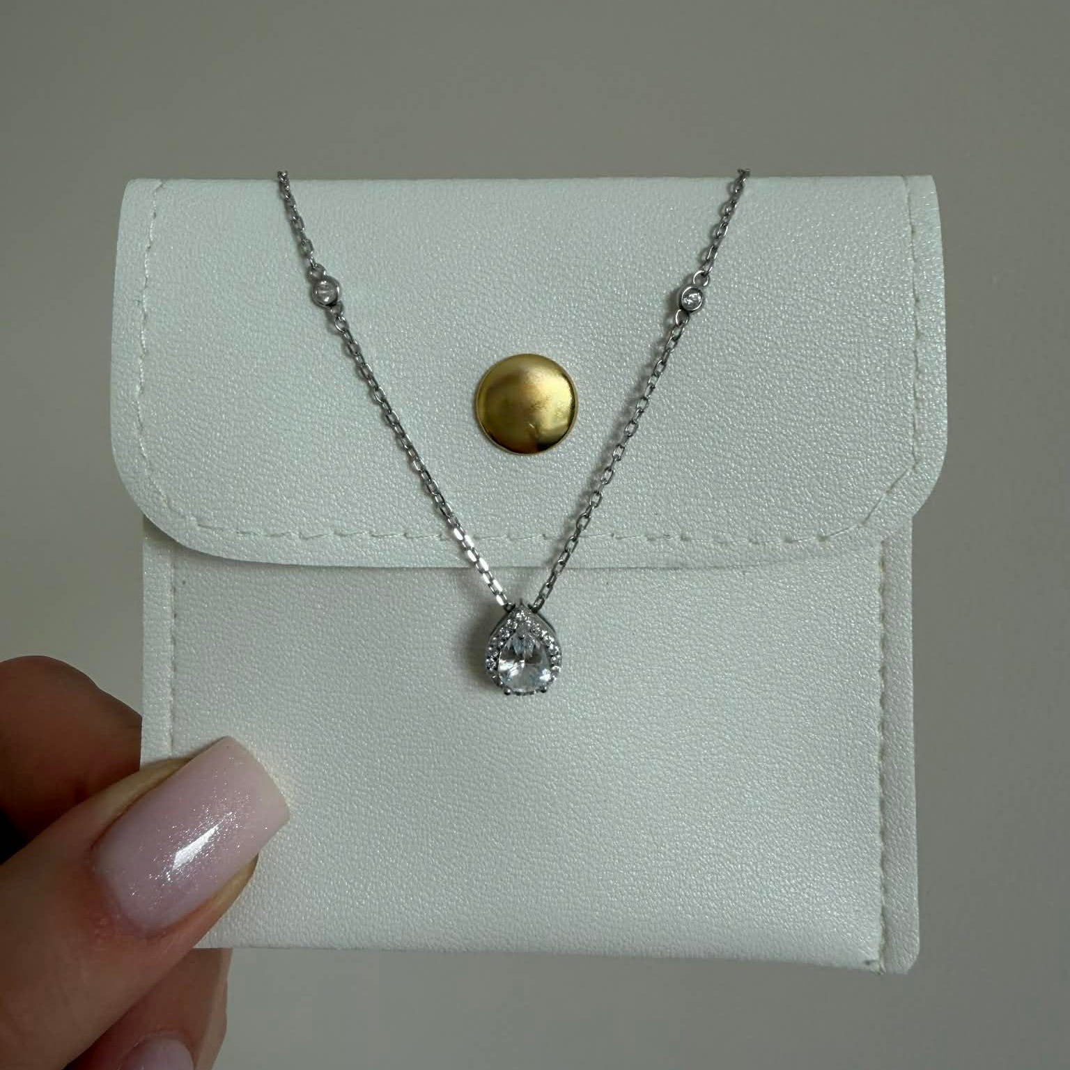 Silver Pear Necklace